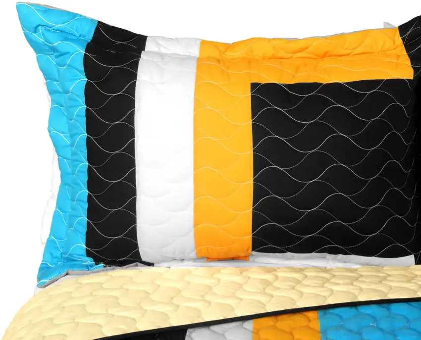 Drive Till Dawn -  3PC Vermicelli - Quilted Patchwork Quilt Set (Full/Queen Size) Photo 3