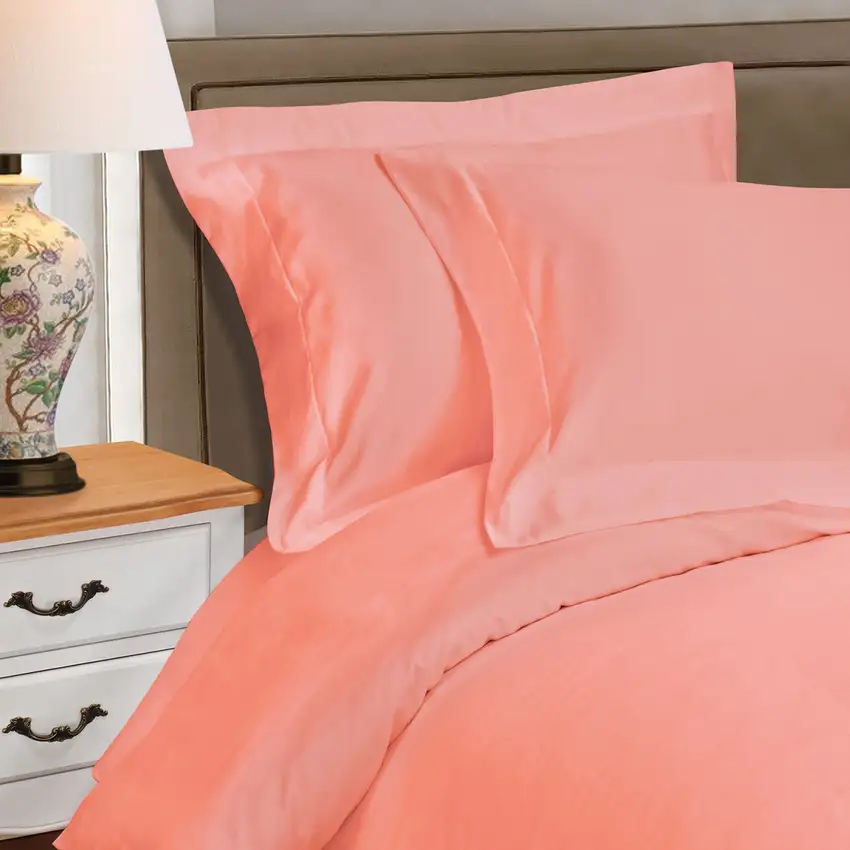 Dusty Rose Queen Cotton Washable Duvet Cover Set With Two Shams Photo 2