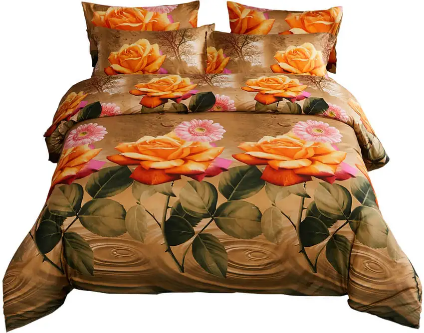 Queen Size Duvet Cover Set, 6 Piece Luxury Floral Bedding, Dolce Mela Eden  DM721Q Photo 5