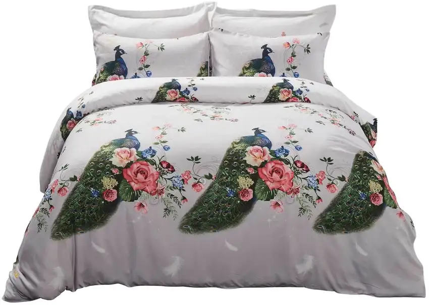 Duvet Cover Set, Queen size Floral Bedding, Dolce Mela - Peacock DM706Q Photo 3