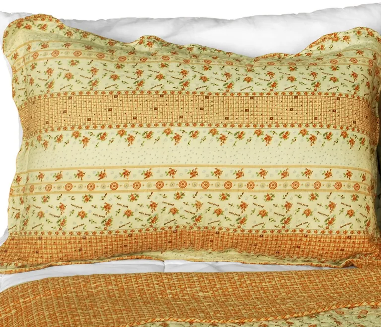 East of Eden - 3PC Cotton Contained Vermicelli-Quilted Patchwork Quilt Set (Full/Queen Size) Photo 1
