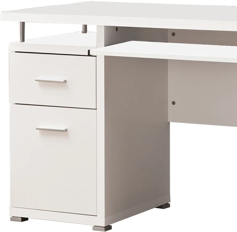 Elegant white Computer desk with efficient Storage Photo 2