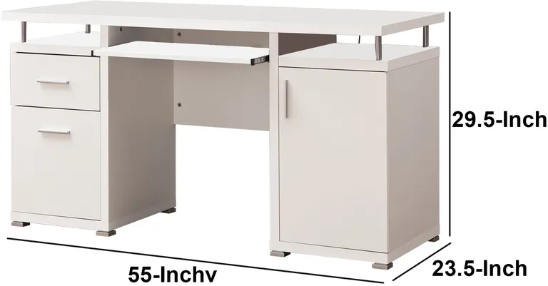 Elegant white Computer desk with efficient Storage Photo 5