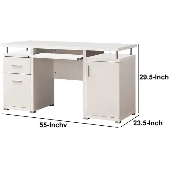 Elegant white Computer desk with efficient Storage Photo 5