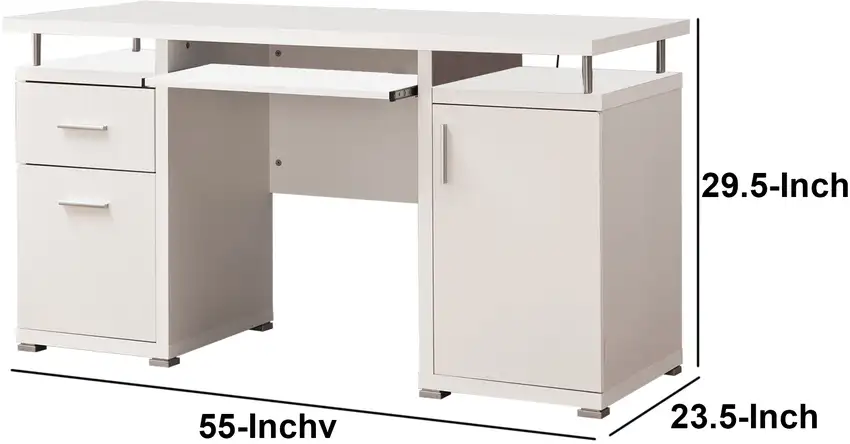 Elegant white Computer desk with efficient Storage Photo 5