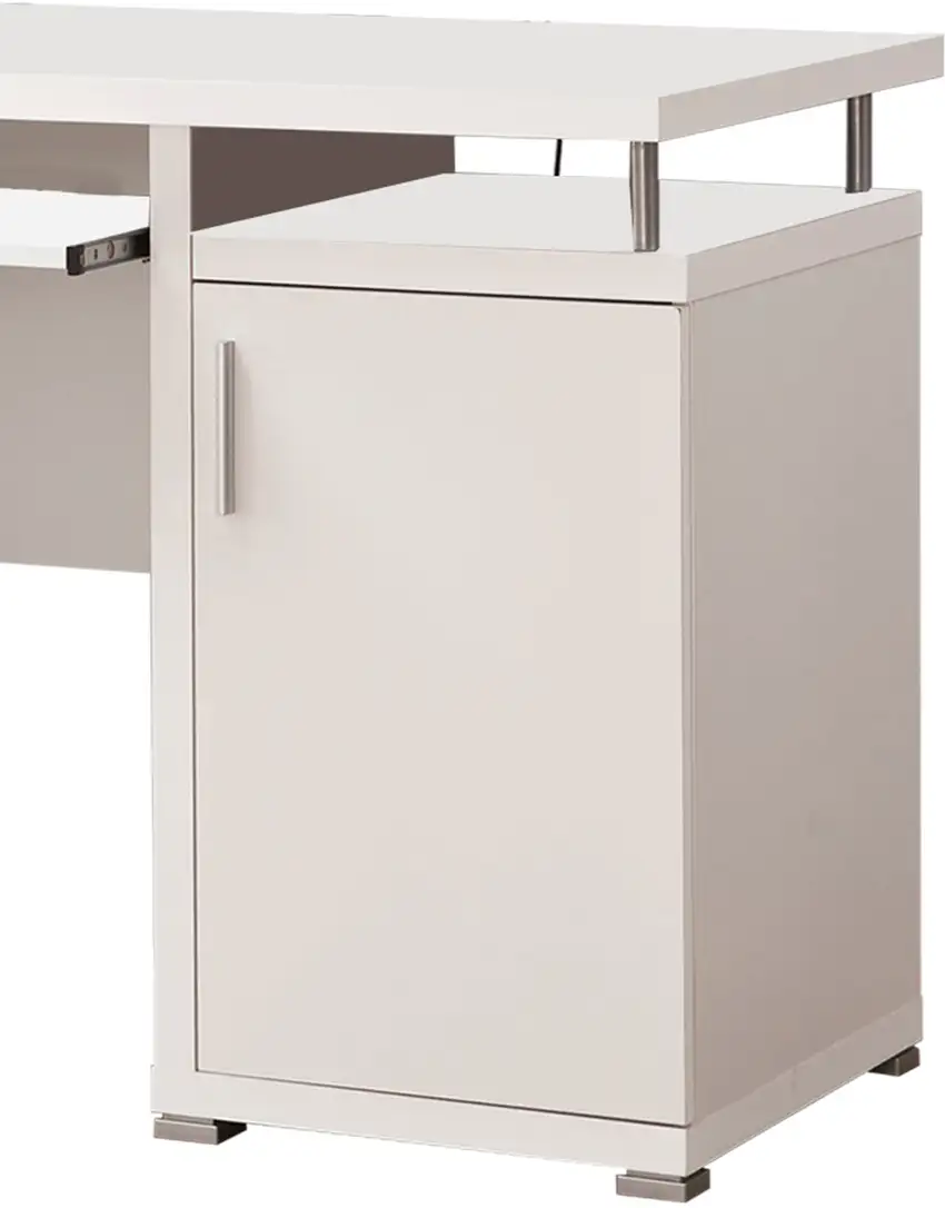 Elegant white Computer desk with efficient Storage Photo 3