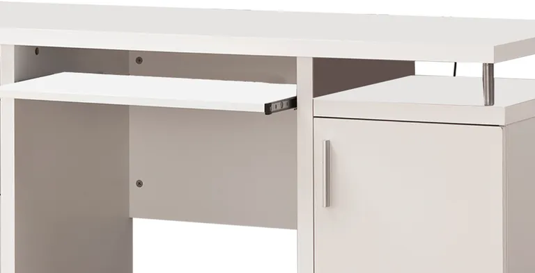 Elegant white Computer desk with efficient Storage Photo 4