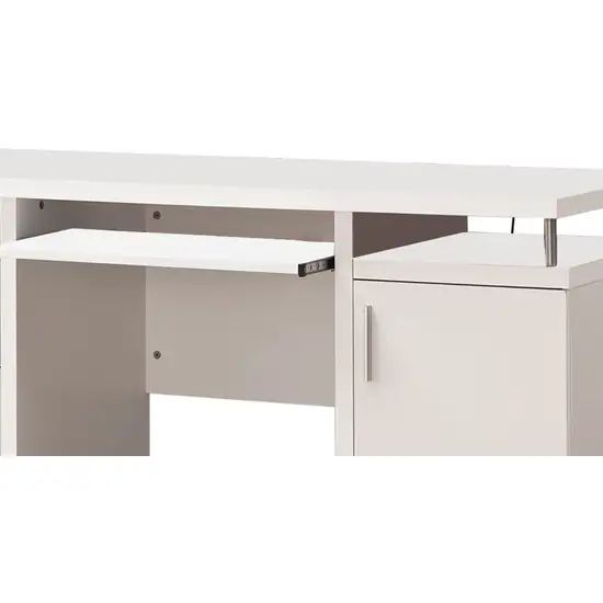 Elegant white Computer desk with efficient Storage Photo 4
