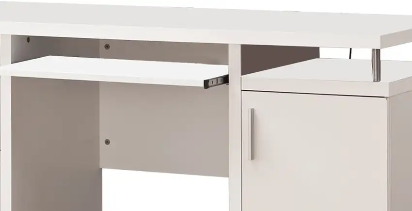 Elegant white Computer desk with efficient Storage Photo 4