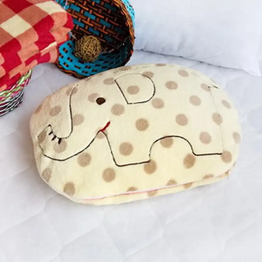 Elephant -  Coral Fleece Throw Blanket Pillow Cushion / Travel Pillow Blanket (30.3 by 44.1 inches) Photo 2