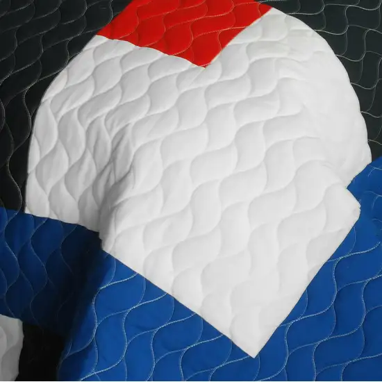 Ending -  Vermicelli-Quilted Patchwork Geometric Quilt Set Full/Queen Photo 4