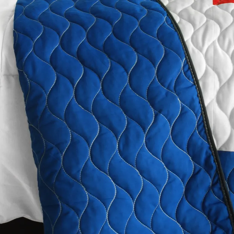 Ending - Vermicelli-Quilted Patchwork Geometric Quilt Set Full/Queen Photo 3