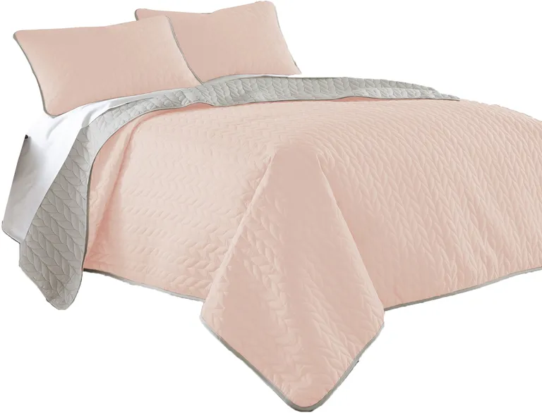Eva 3 Piece King Microfiber Reversible Coverlet Set, Quilted Photo 1