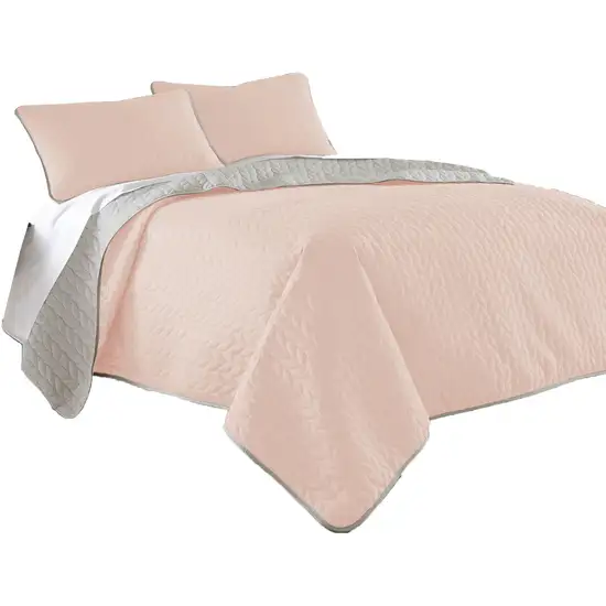Eva 3 Piece King Microfiber Reversible Coverlet Set, Quilted Photo 1