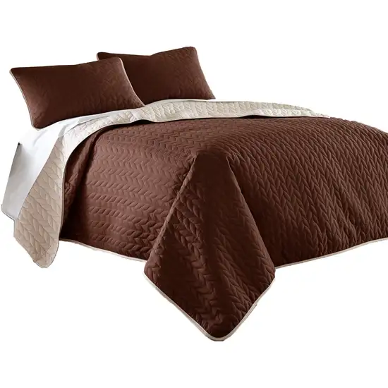 Eva 3 Piece King Microfiber Reversible Coverlet Set, Quilted Photo 1