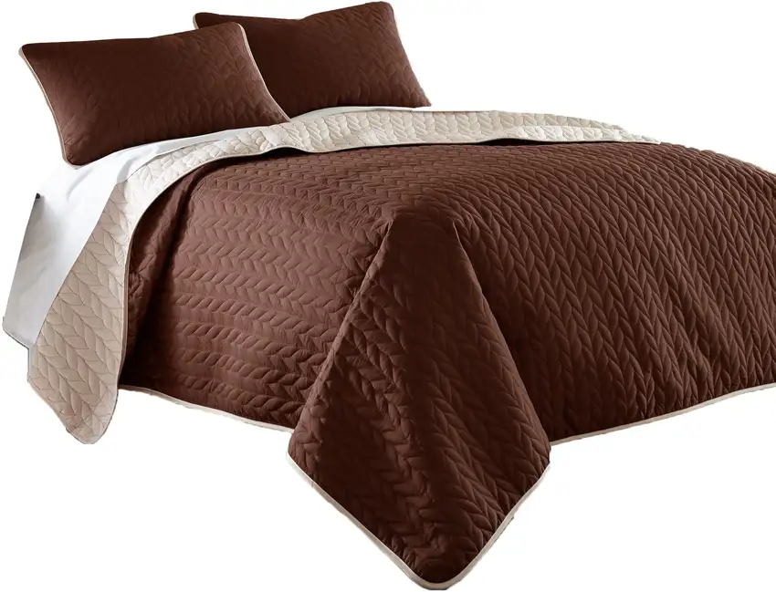 Eva 3 Piece King Microfiber Reversible Coverlet Set, Quilted Photo 1