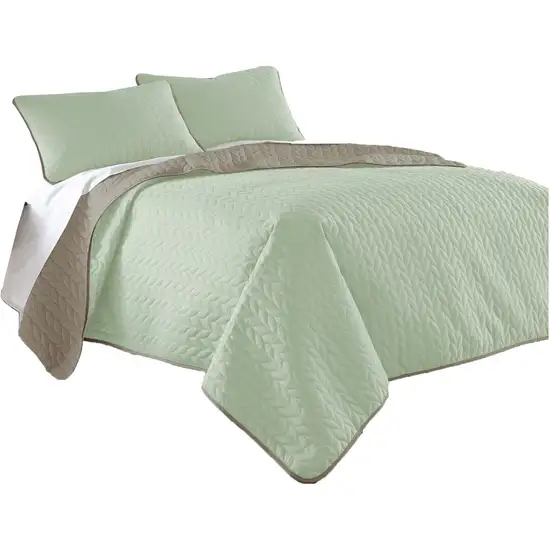 Eva 3 Piece King Microfiber Reversible Coverlet Set Quilted Photo 1