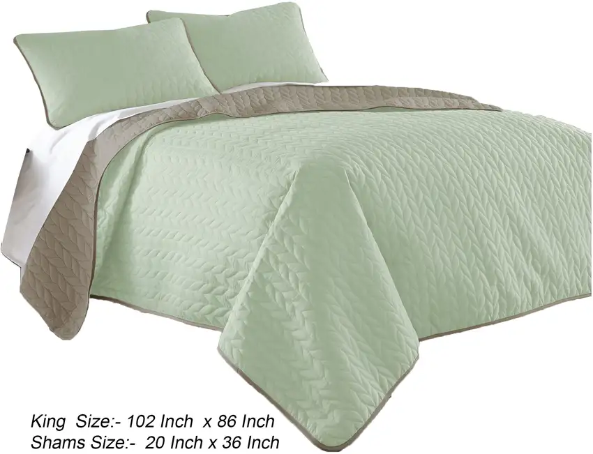 Eva 3 Piece King Microfiber Reversible Coverlet Set Quilted Photo 5