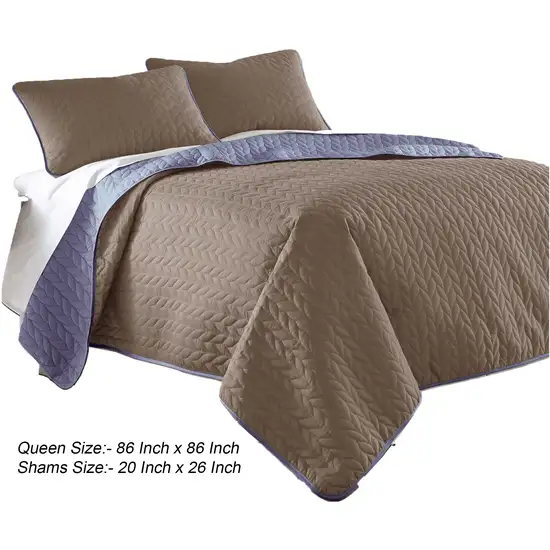 Eva 3 Piece Queen Microfiber Reversible Coverlet Set, Quilted Photo 5