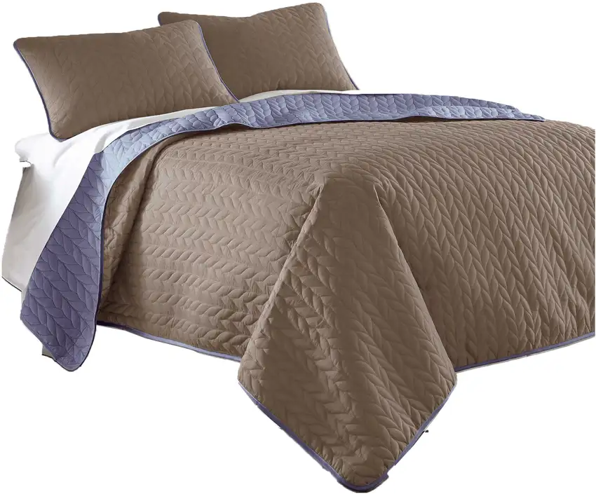 Eva 3 Piece Queen Microfiber Reversible Coverlet Set, Quilted Photo 1