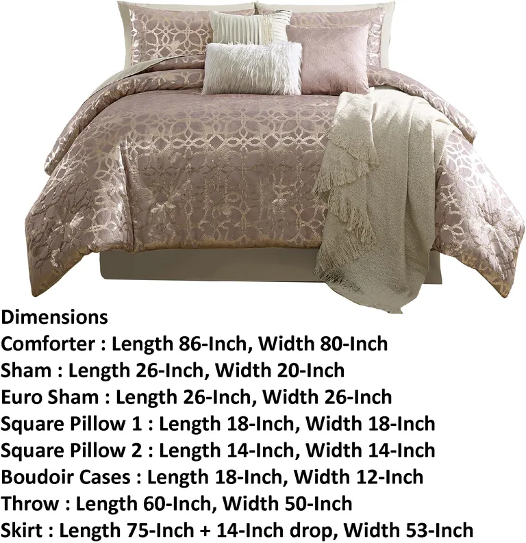 Eve 10 Piece Full Size Poly Velvet Comforter Set, Foil Pattern Photo 5