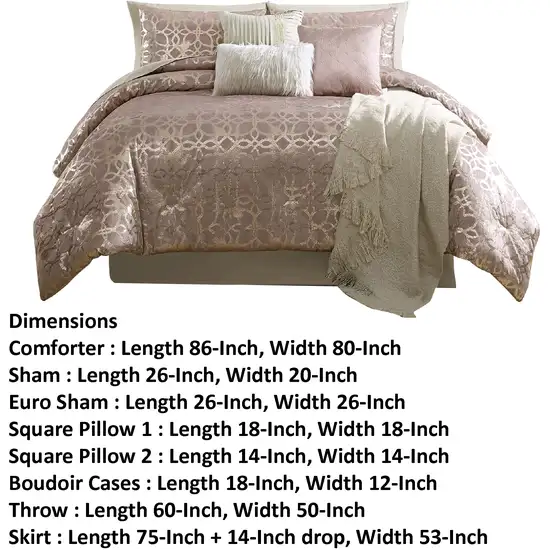 Eve 10 Piece Full Size Poly Velvet Comforter Set, Foil Pattern Photo 5