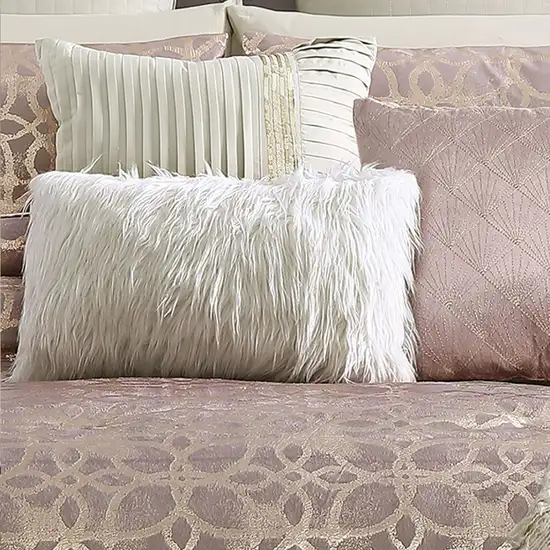 Eve 10 Piece King Size Poly Velvet Comforter Set, Foil Pattern Photo 2