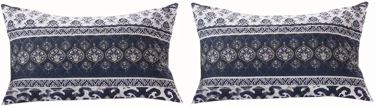 Fabric Reversible Queen Quilt Set with Ikat and Floral Motif Photo 4