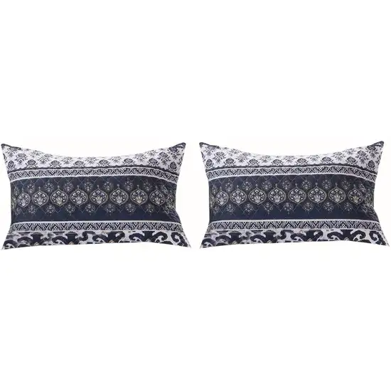 Fabric Reversible Queen Quilt Set with Ikat and Floral Motif Photo 4