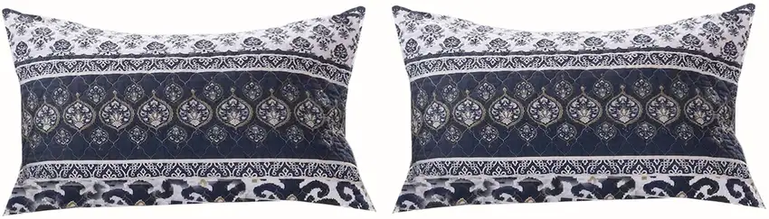 Fabric Reversible Queen Quilt Set with Ikat and Floral Motif Photo 4
