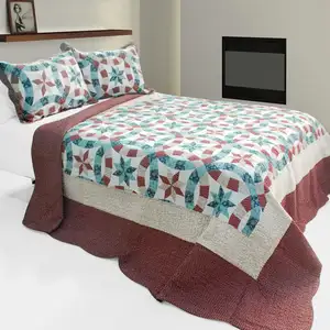 Photo of Falling Snow - 3PC Cotton Vermicelli-Quilted Printed Quilt Set (Full/Queen Size)