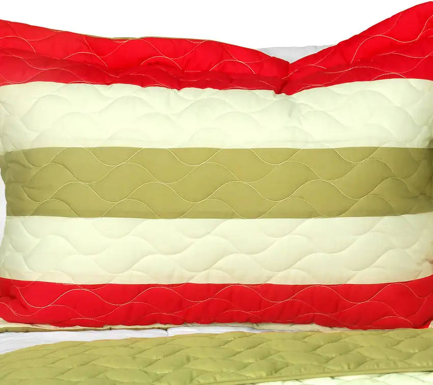 Fashions Connie -  3PC Vermicelli-Quilted Patchwork Quilt Set (Full/Queen Size) Photo 2