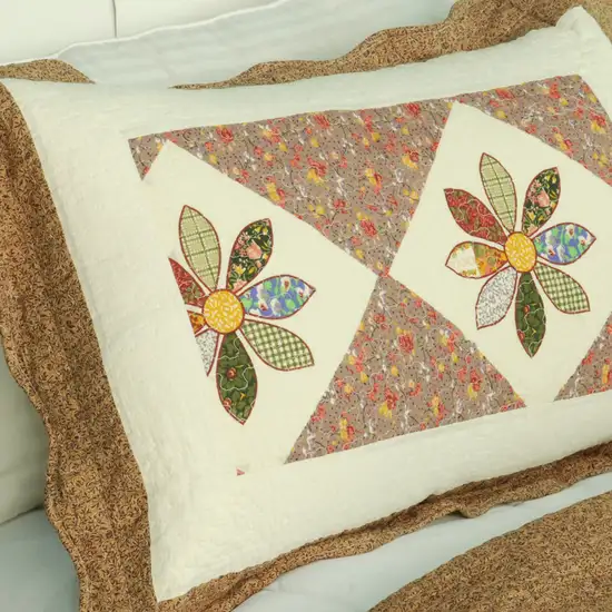 Fields Of Fortune -  100% Cotton 3PC Vermicelli-Quilted Patchwork Quilt Set (Full/Queen Size) Photo 3