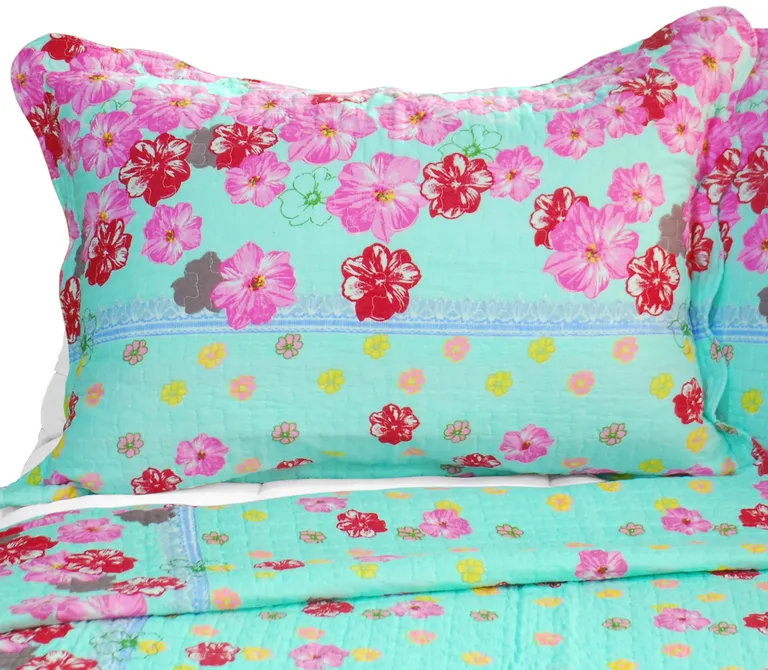 Flora River - 3PC Cotton Vermicelli-Quilted Printed Quilt Set (Full/Queen Size) Photo 2