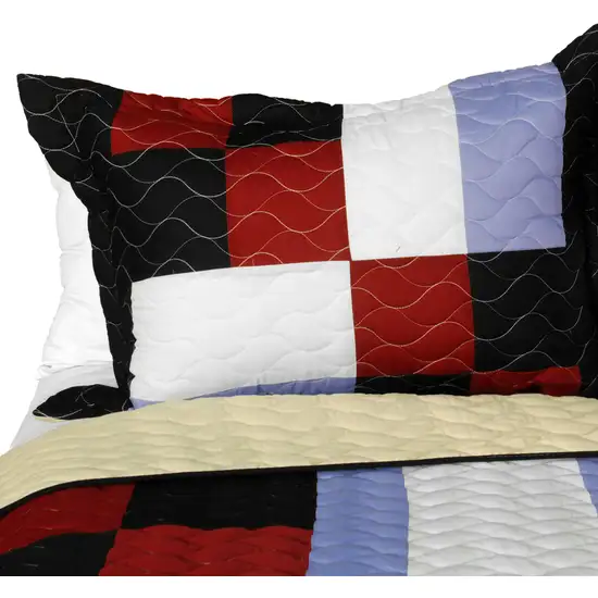 Floral City -  3PC Vermicelli-Quilted Patchwork Quilt Set (Full/Queen Size) Photo 3