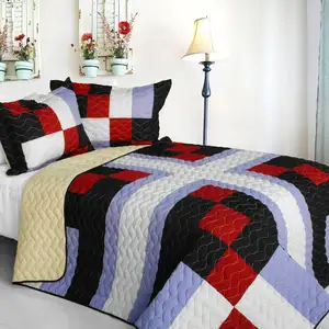 Photo of Floral City - 3PC Vermicelli-Quilted Patchwork Quilt Set (Full/Queen Size)