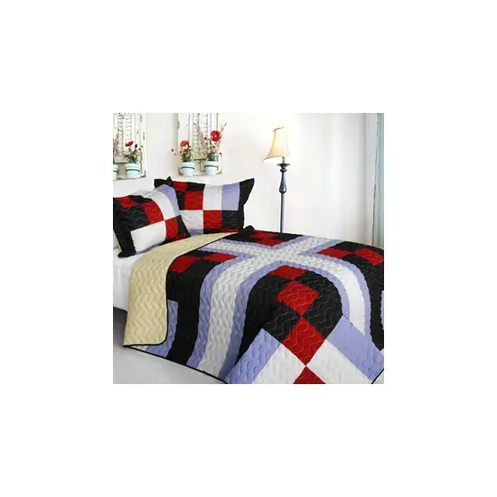 Floral City -  3PC Vermicelli-Quilted Patchwork Quilt Set (Full/Queen Size) Photo 2