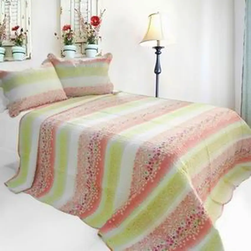 Flowers Season -  3PC Cotton Vermicelli-Quilted Printed Quilt Set (Full/Queen Size) Photo 2