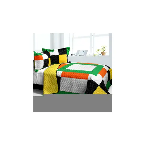Flowing Light -  3PC Vermicelli - Quilted Patchwork Quilt Set (Full/Queen Size) Photo 2