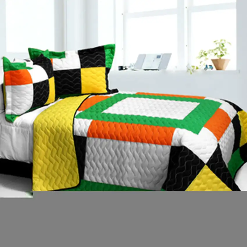 Flowing Light -  3PC Vermicelli - Quilted Patchwork Quilt Set (Full/Queen Size) Photo 2