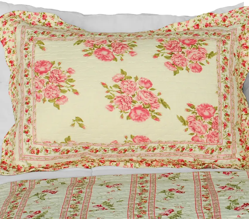 Foliflora -  Cotton 3PC Vermicelli-Quilted Patchwork Quilt Set (Full/Queen Size) Photo 3