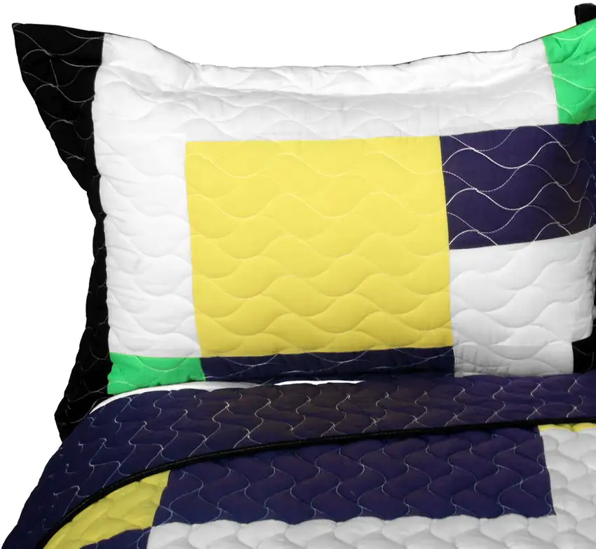 Football Field -  3PC Vermicelli - Quilted Patchwork Quilt Set (Full/Queen Size) Photo 3