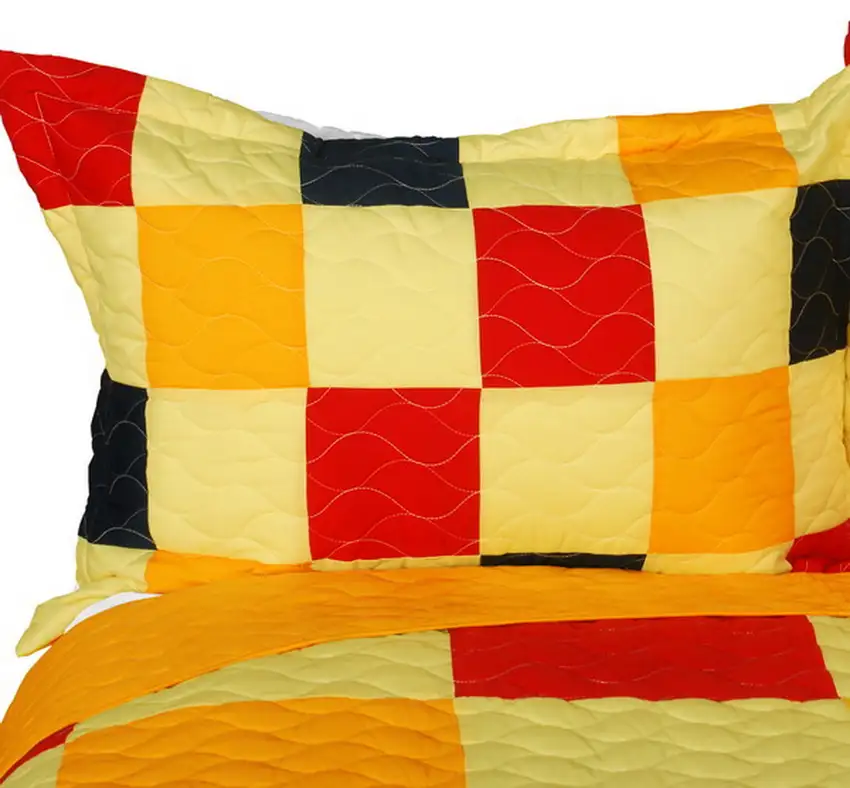 Football Glory -  3PC Vermicelli-Quilted Patchwork Quilt Set (Full/Queen Size) Photo 2