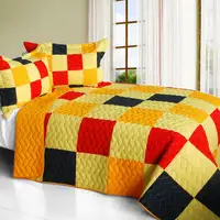 Photo of Football Glory - 3PC Vermicelli-Quilted Patchwork Quilt Set (Full/Queen Size)