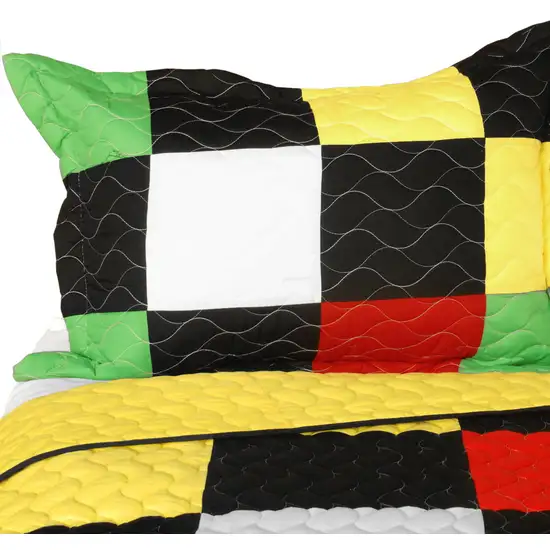 Forever -  3PC Vermicelli - Quilted Patchwork Quilt Set (Full/Queen Size) Photo 3