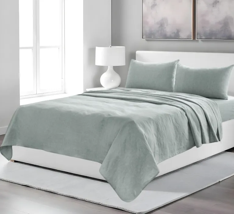 Four Piece Linen Sheet Set Photo 2