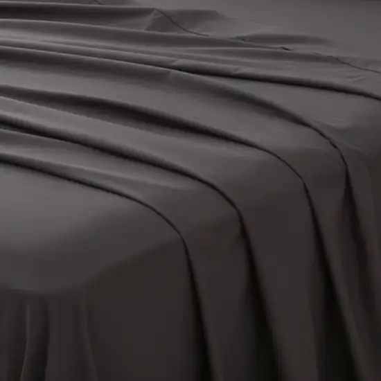 Four Piece Charcoal Cotton King Sheet Set Photo 6