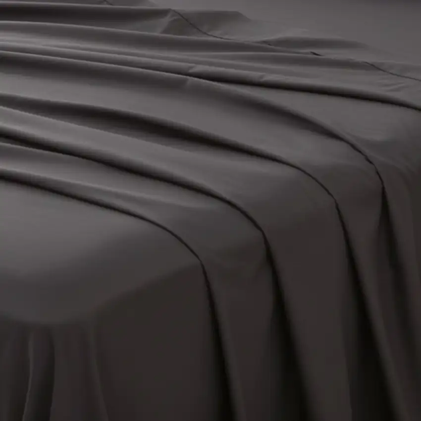 Four Piece Charcoal Cotton King Sheet Set Photo 6