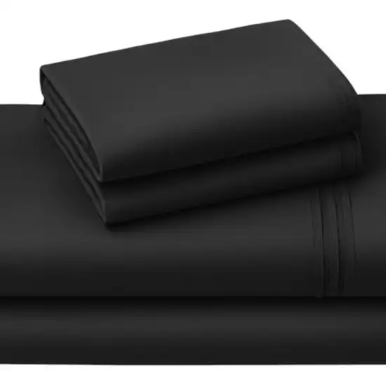 Four Piece Charcoal Cotton King Sheet Set Photo 4