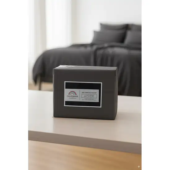 Four Piece Charcoal Cotton King Sheet Set Photo 2